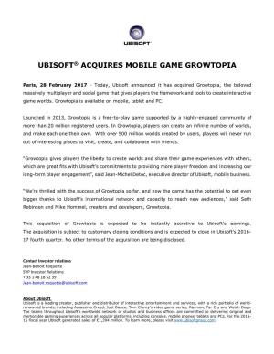 Ubisoft® Acquires Mobile Game Growtopia