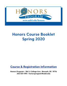 Honors Course Booklet Spring 2020