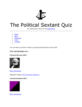 The Political Sextant Quiz for Statisticians: Check out Our Data Release