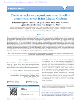 Disability Competencies for an Indian Medical Graduate