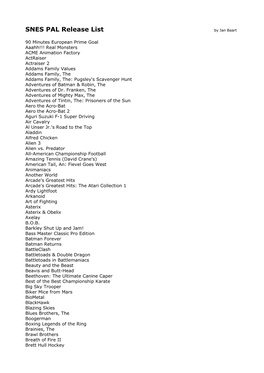 SNES PAL Release List by Jan Baart
