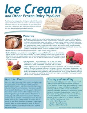 And Other Frozen Dairy Products