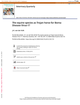 The Equine Species As Trojan Horse for Borna Disease Virus-1?