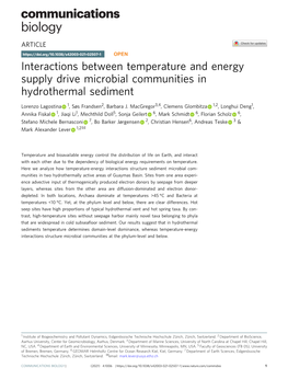 Interactions Between Temperature and Energy Supply Drive Microbial Communities in Hydrothermal Sediment