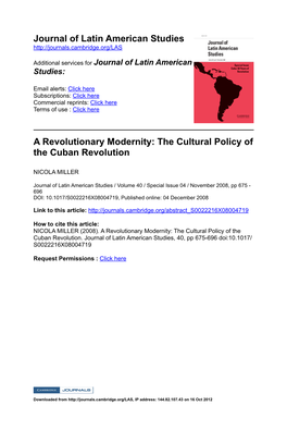 The Cultural Policy of the Cuban Revolution