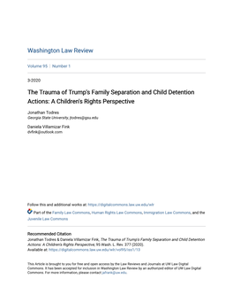 The Trauma of Trump's Family Separation and Child Detention Actions: a Children's Rights Perspective