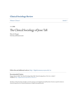 The Clinical Sociology of Jesse Taft