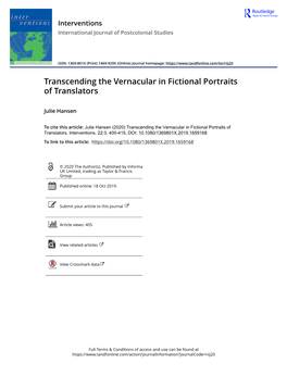 Transcending the Vernacular in Fictional Portraits of Translators