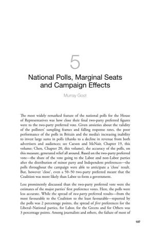 National Polls, Marginal Seats and Campaign Effects Murray Goot