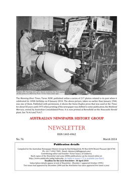 NEWSLETTER ISSN 1443-4962 No