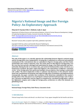 Nigeria's National Image and Her Foreign Policy