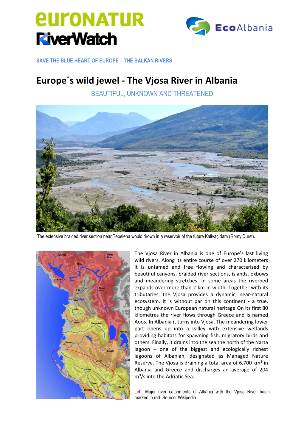 The Vjosa River in Albania BEAUTIFUL, UNKNOWN and THREATENED