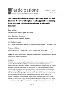 A Survey of Digital Reading Practices Among Librarians and Information Science Students in Denmark