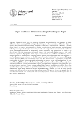 Object-Conditioned Differential Marking in Chintang and Nepali