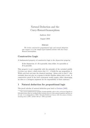 Natural Deduction and the Curry-Howard-Isomorphism