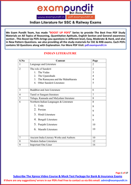 Indian Literature for SSC & Railway Exams