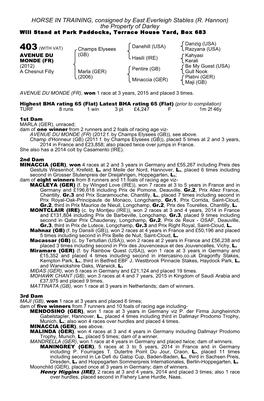 HORSE in TRAINING, Consigned by East Everleigh Stables (R. Hannon) the Property of Darley Will Stand at Park Paddocks, Terrace House Yard, Box 683
