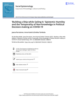 Epistemic Humility and the Temporality of Non-Knowledge in Political Decision-Making on COVID-19