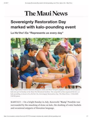 Sovereignty Restoration Day Marked With...Event | News, Sports, Jobs