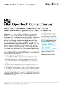 Opentext Content Server Product Overview