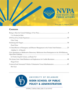 New Visions for Public Affairs, Volume 11, Spring 2019 || 1