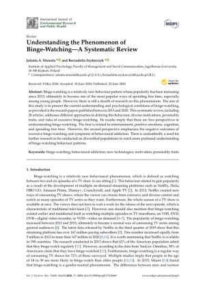 Understanding the Phenomenon of Binge-Watching—A Systematic Review