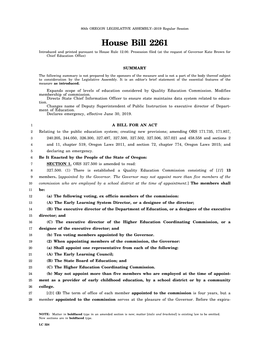 House Bill 2261 Introduced and Printed Pursuant to House Rule 12.00