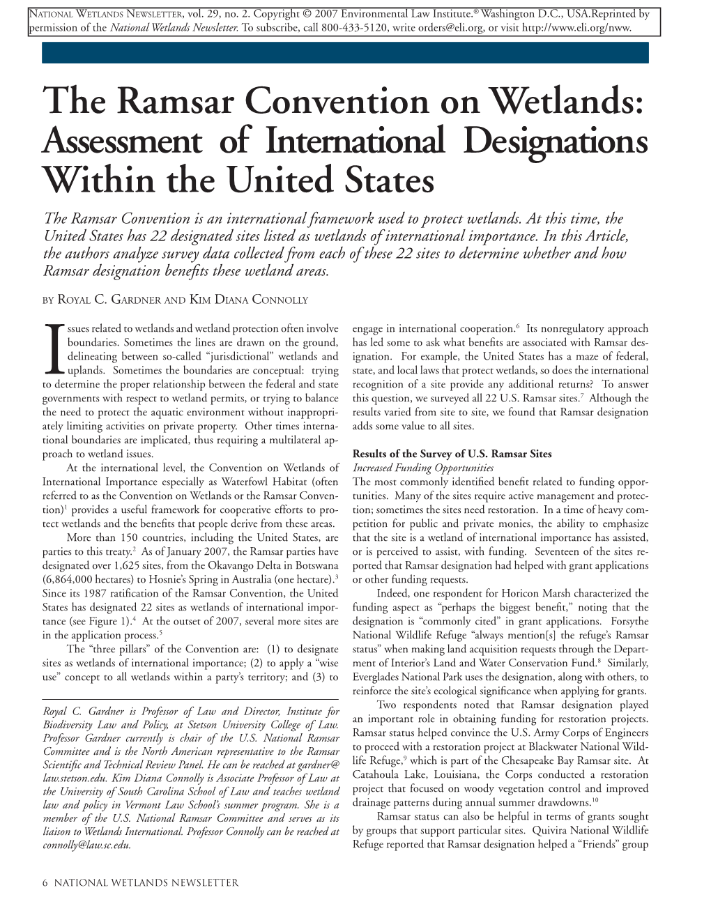 The Ramsar Convention on Wetlands