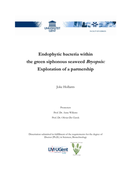 Endophytic Bacteria Within the Green Siphonous Seaweed Bryopsis: Exploration of a Partnership