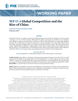 Global Competition and the Rise of China