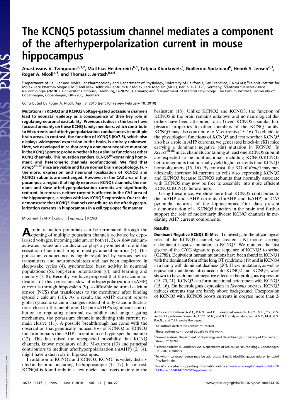 The KCNQ5 Potassium Channel Mediates a Component of the Afterhyperpolarization Current in Mouse Hippocampus