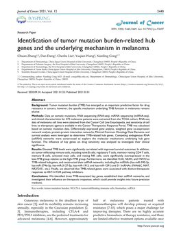 Identification of Tumor Mutation Burden-Related Hub Genes and the Underlying Mechanism in Melanoma