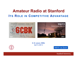 Amateur Radio at Stanford ITS ROLE in COMPETITIVE ADVANTAGE