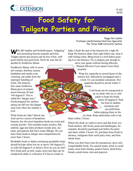 Food Safety for Tailgate Parties and Picnics