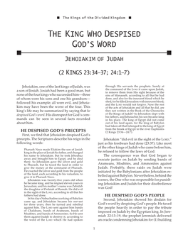 The King Who Despised God's Word