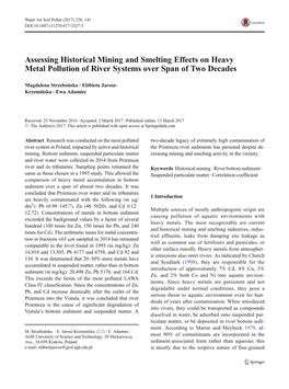 Assessing Historical Mining and Smelting Effects on Heavy Metal Pollution of River Systems Over Span of Two Decades