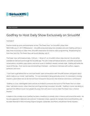 Godfrey to Host Daily Show Exclusively on Siriusxm