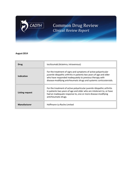 Common Drug Review Clinical Review Report