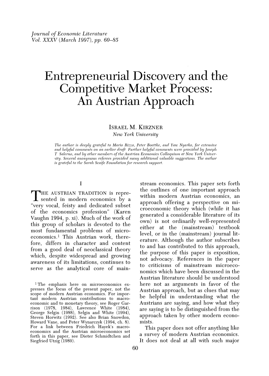 Entrepreneurial Discovery and the Competitive Market Process