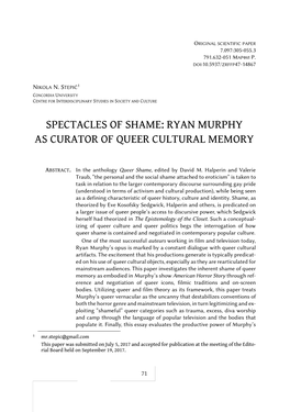 Ryan Murphy As Curator of Queer Cultural Memory