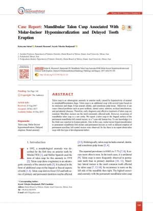 Molar-Incisor Hypomineralization and Delayed Tooth Eruption