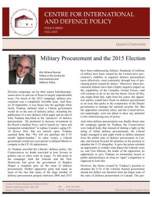 Military Procurement and the 2015 Election