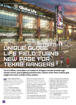 Unique Globe Life Field Turns New Page for Texas Rangers