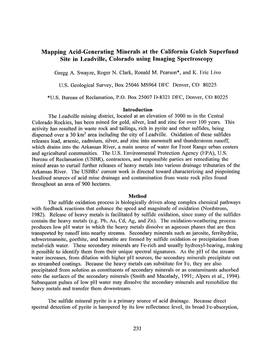 Mapping Acid-Generating Minerals at the California Gulch Supcrfund Site in L.Cadvillc, Colorado Using Imaging Spectroscopy