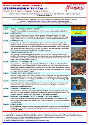 UTTARPRADESH with GAYA JI ( Varanasi - Gaya Ji - Ayodhya - Chappaiya - Prayagraj - Chitrakoot)