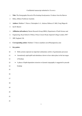 Confidential Manuscript Submitted to Tectonics Title: the Stratigraphic