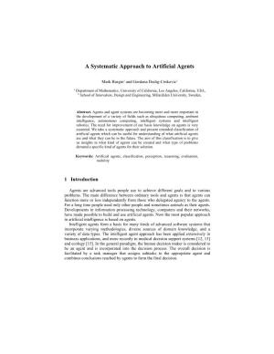 A Systematic Approach to Artificial Agents