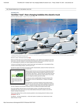 'Achilles' Heel': How Charging Hobbles the Electric Truck -- Friday, October 16, 2020
