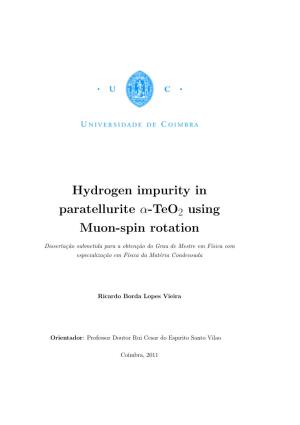 Hydrogen Impurity in Paratellurite Α-Teo2 Using Muon-Spin Rotation