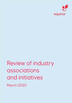 Review of Industry Associations and Initiatives March 2020 Introduction Background